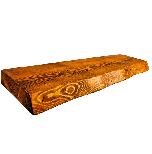 Rustic Live Edge Floating Shelf | 22cm Depth | Dark Oak