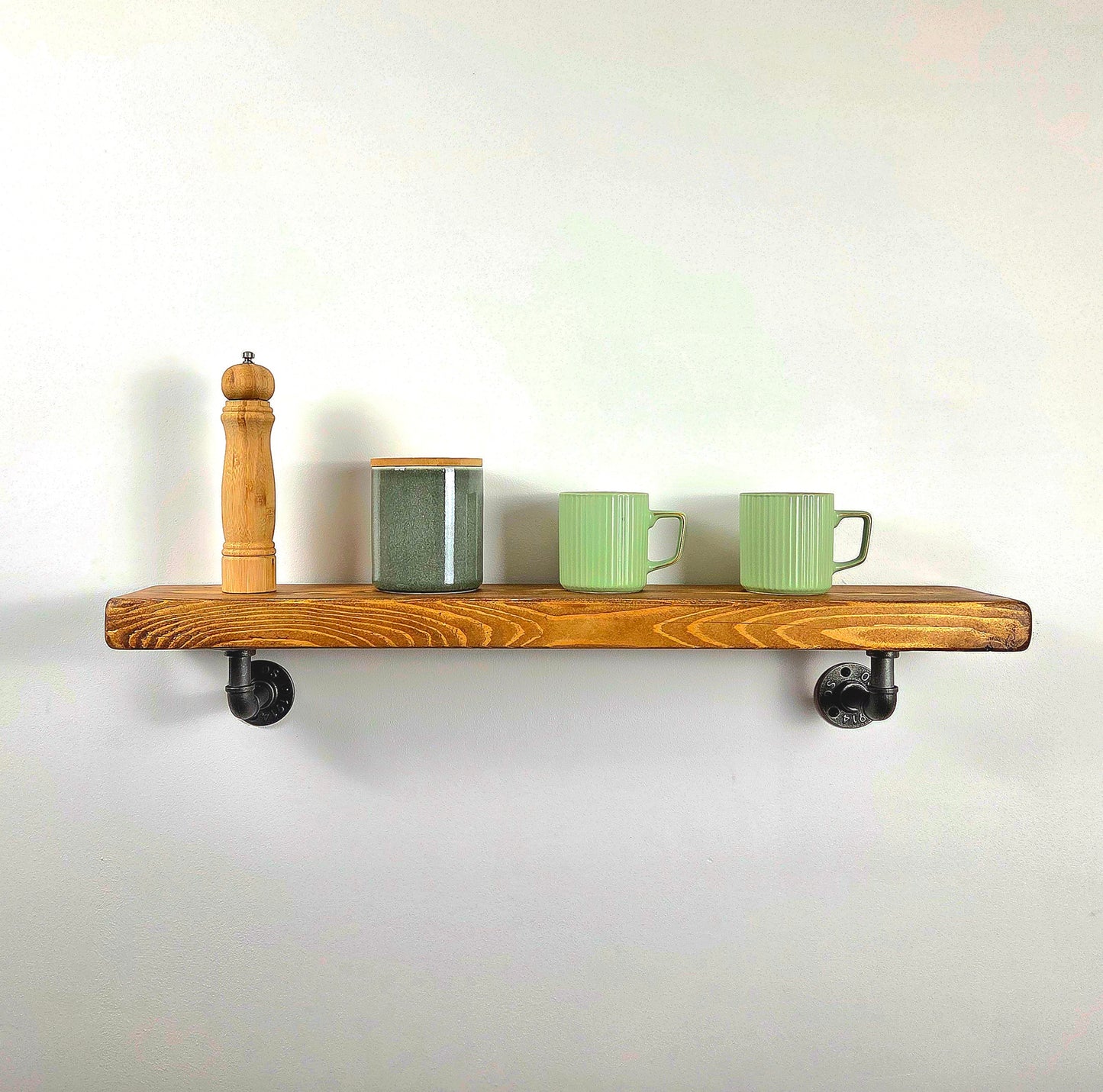 Rustic Industrial Pipe Bracket Shelf | 15cm