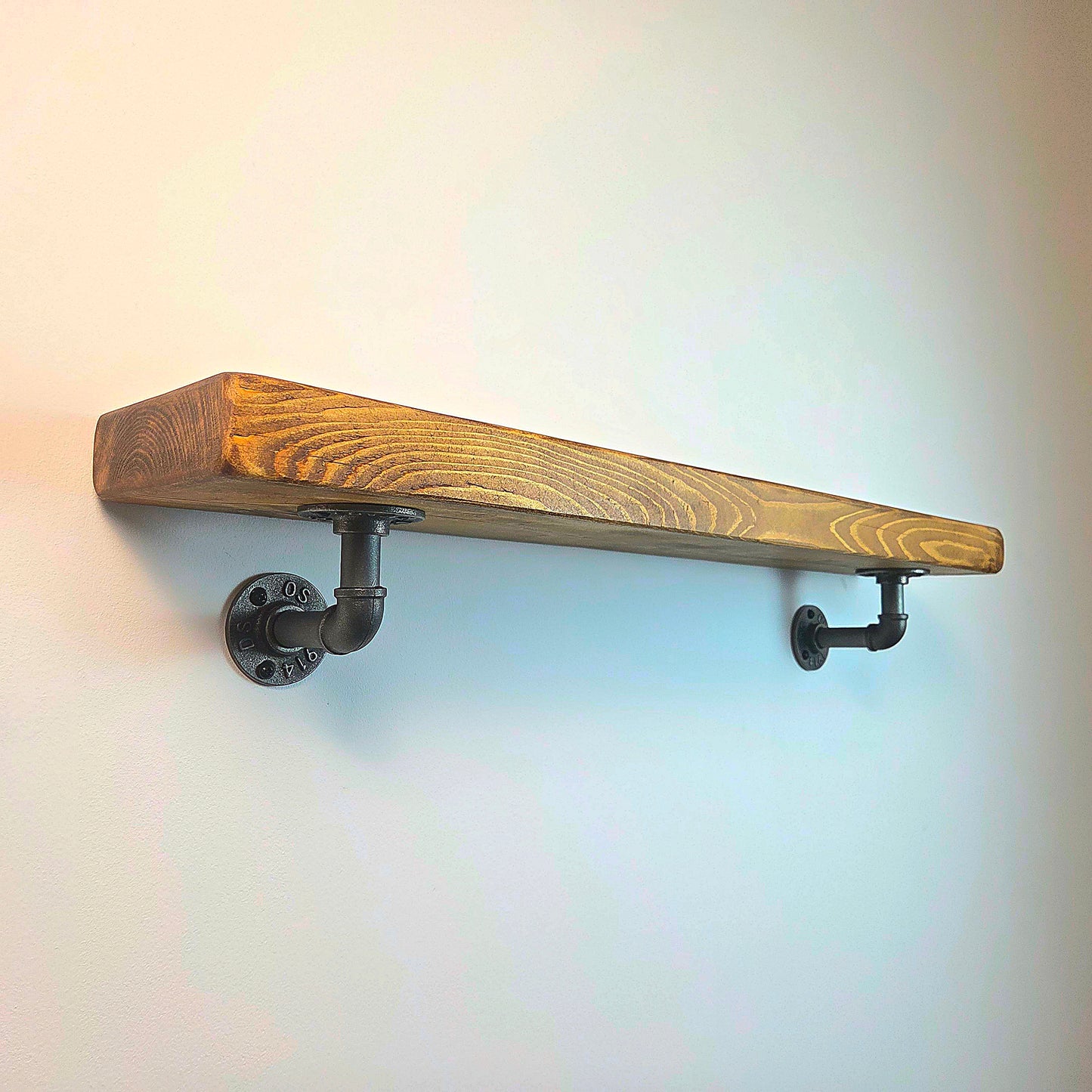 Rustic Industrial Pipe Bracket Shelf | 15cm