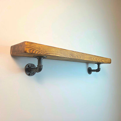 Rustic Industrial Pipe Bracket Shelf | 15cm