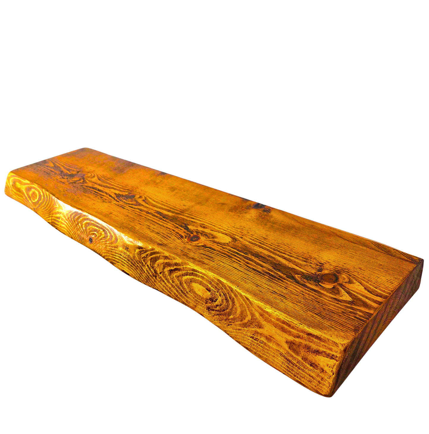 Rustic Live Edge Floating Shelf | 22cm Depth | Dark Oak