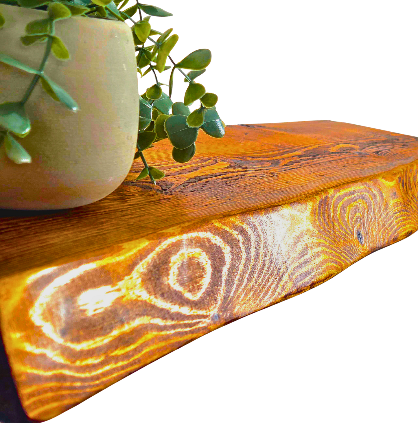 Rustic Live Edge Floating Shelf | 22cm Depth | Dark Oak