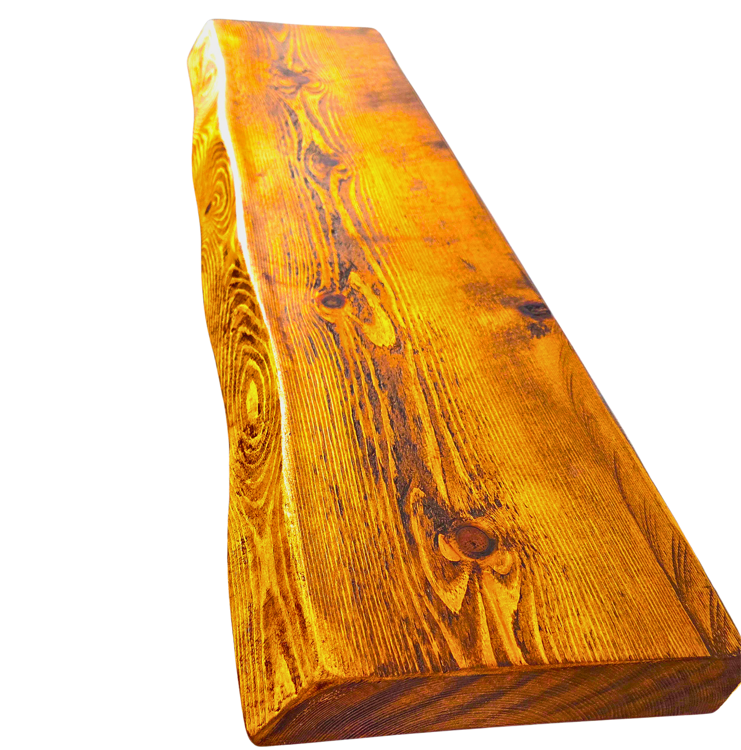 Rustic Live Edge Floating Shelf | 22cm Depth | Dark Oak