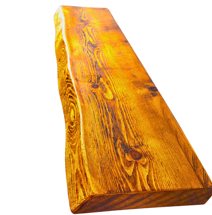 Rustic Live Edge Floating Shelf | 22cm Depth | Dark Oak