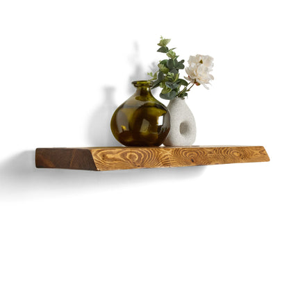 Rustic Live Edge Floating Shelf | 22cm Depth