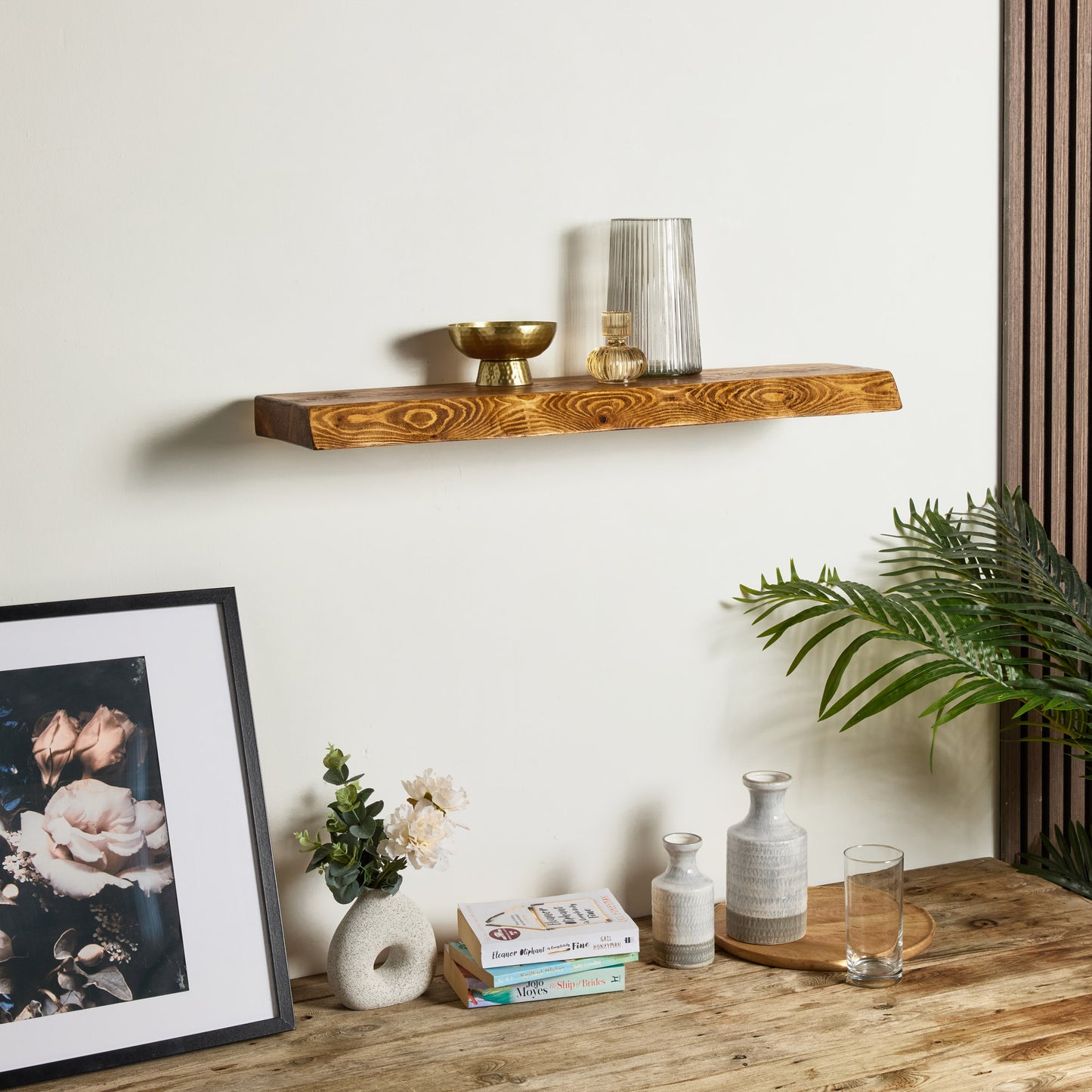 Rustic Live Edge Floating Shelf | 22cm Depth