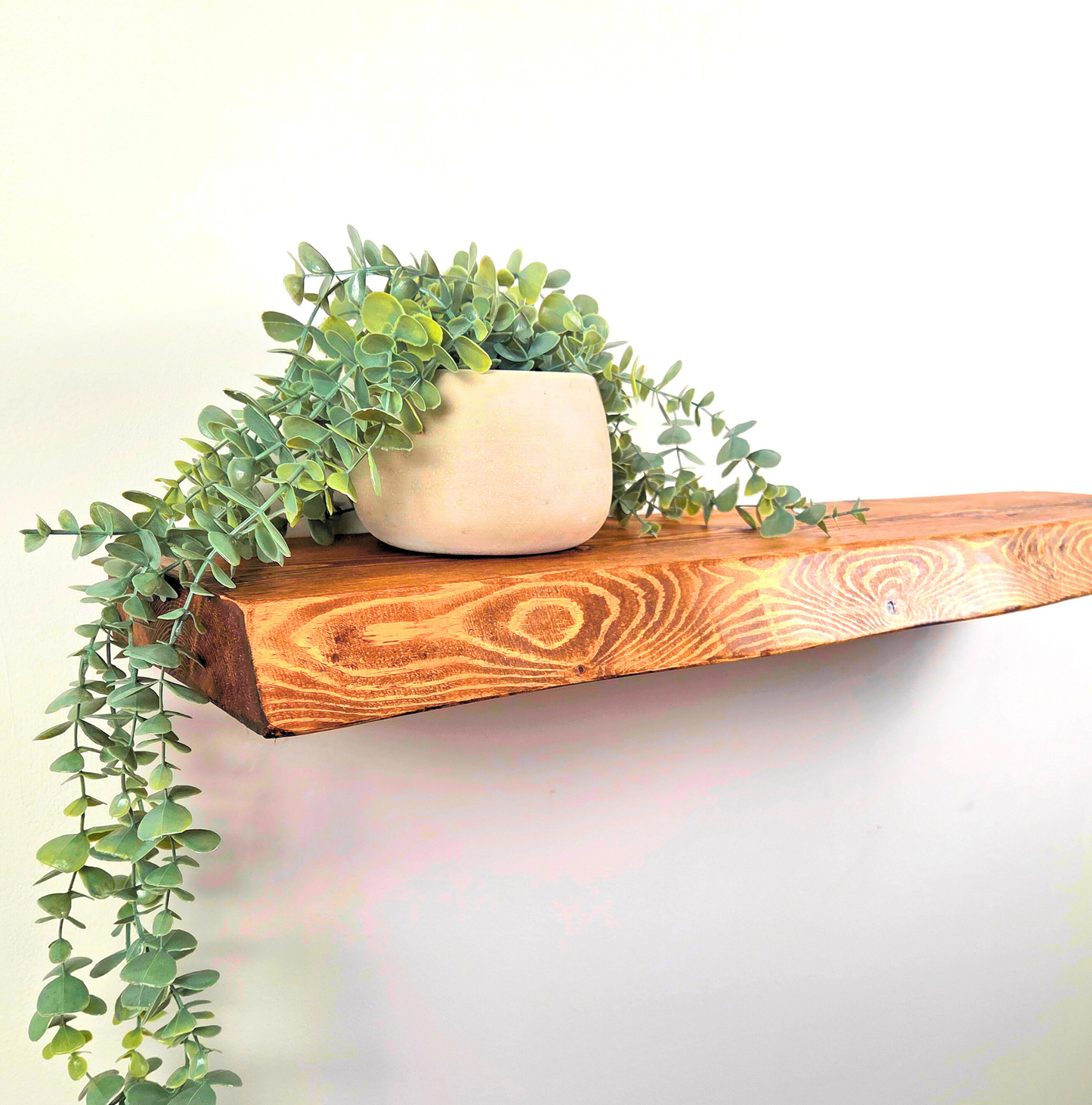 Rustic Live Edge Floating Shelf | 22cm Depth | Dark Oak