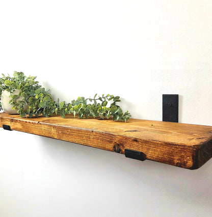 Rustic Wooden Bracket Shelf | 30cm