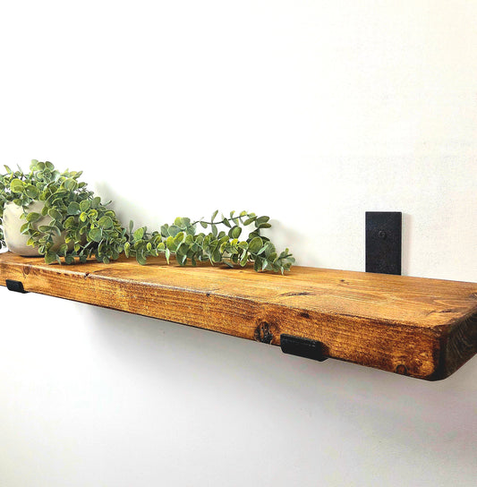 Rustic Wooden Bracket Shelf | 30cm